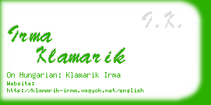 irma klamarik business card